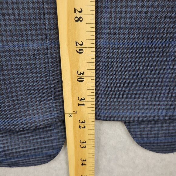 Davide Cenci 100% Wool Blue Check Rayon Lined LS Notch Suit Jacket Blazer 54R - Picture 8 of 12
